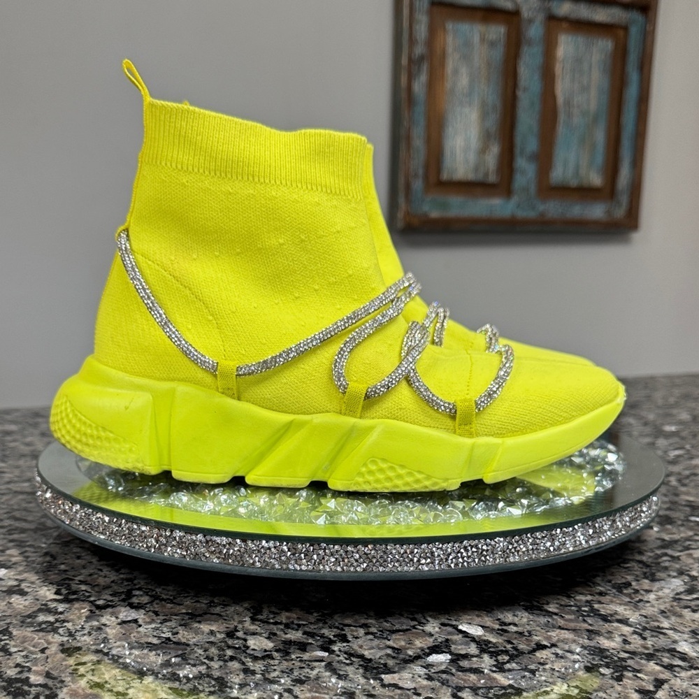 Cape Robbin Neon Yellow Sneakers with Silver Accents 10 - Picture 1 of 13
